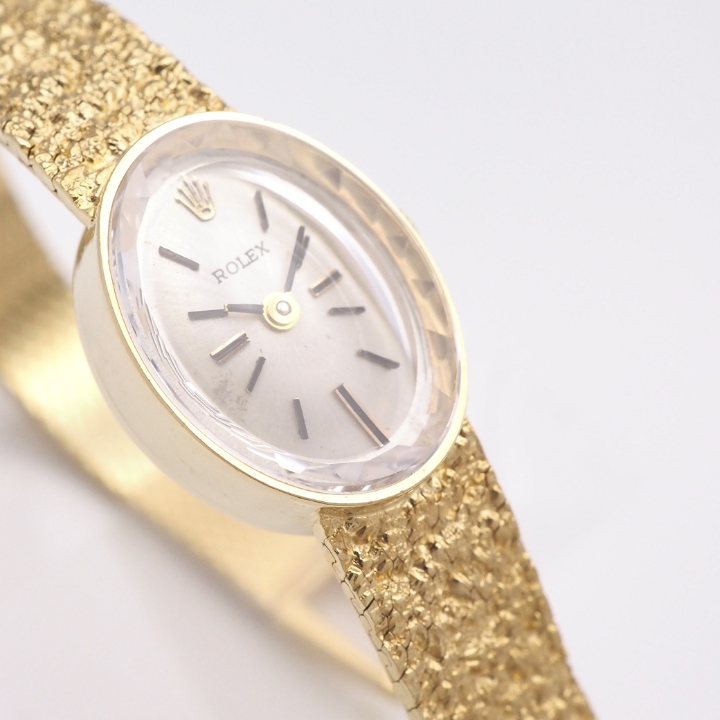アンティークウォッチ ロレックス カットガラス オーバル YGケースブレスレット