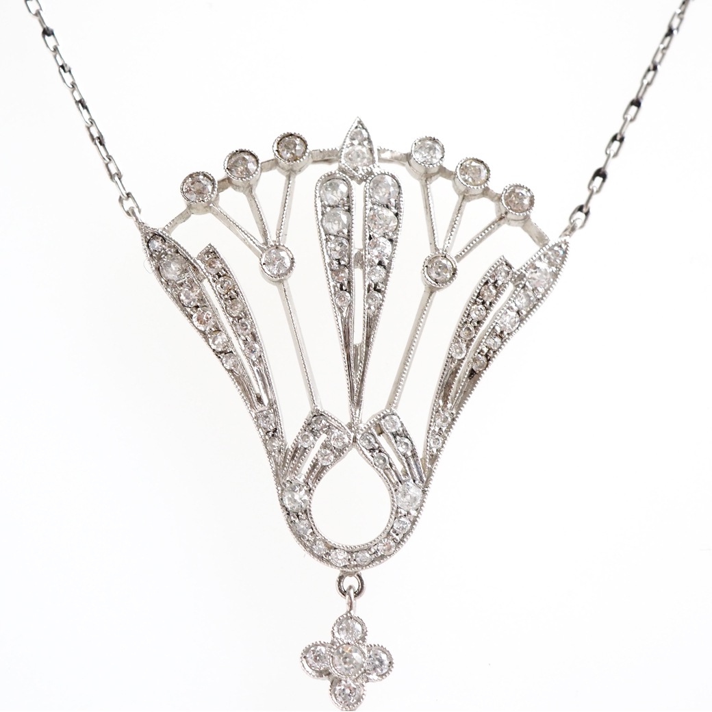 アンティークジュエリー ネックレス コーラル ダイヤモンド アンティークネックレス BOX付