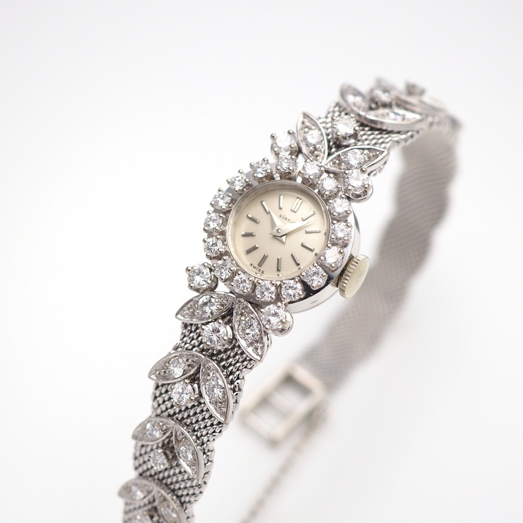 アンティークウォッチ ギュブラン ダイヤモンドベゼル ラウンド WGケース ブレスレット