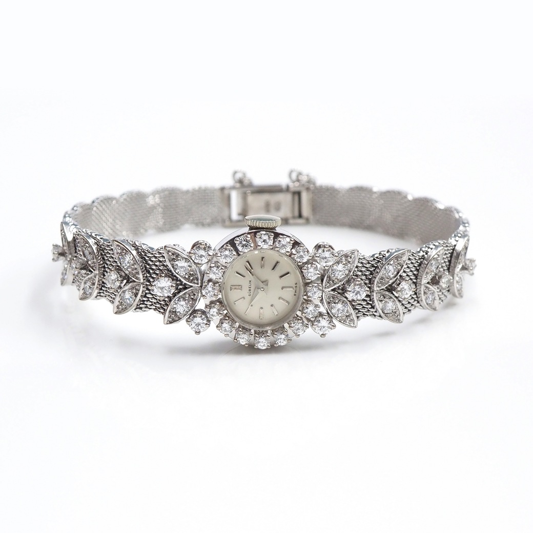 アンティークウォッチ ギュブラン ダイヤモンドベゼル ラウンド WGケース ブレスレット