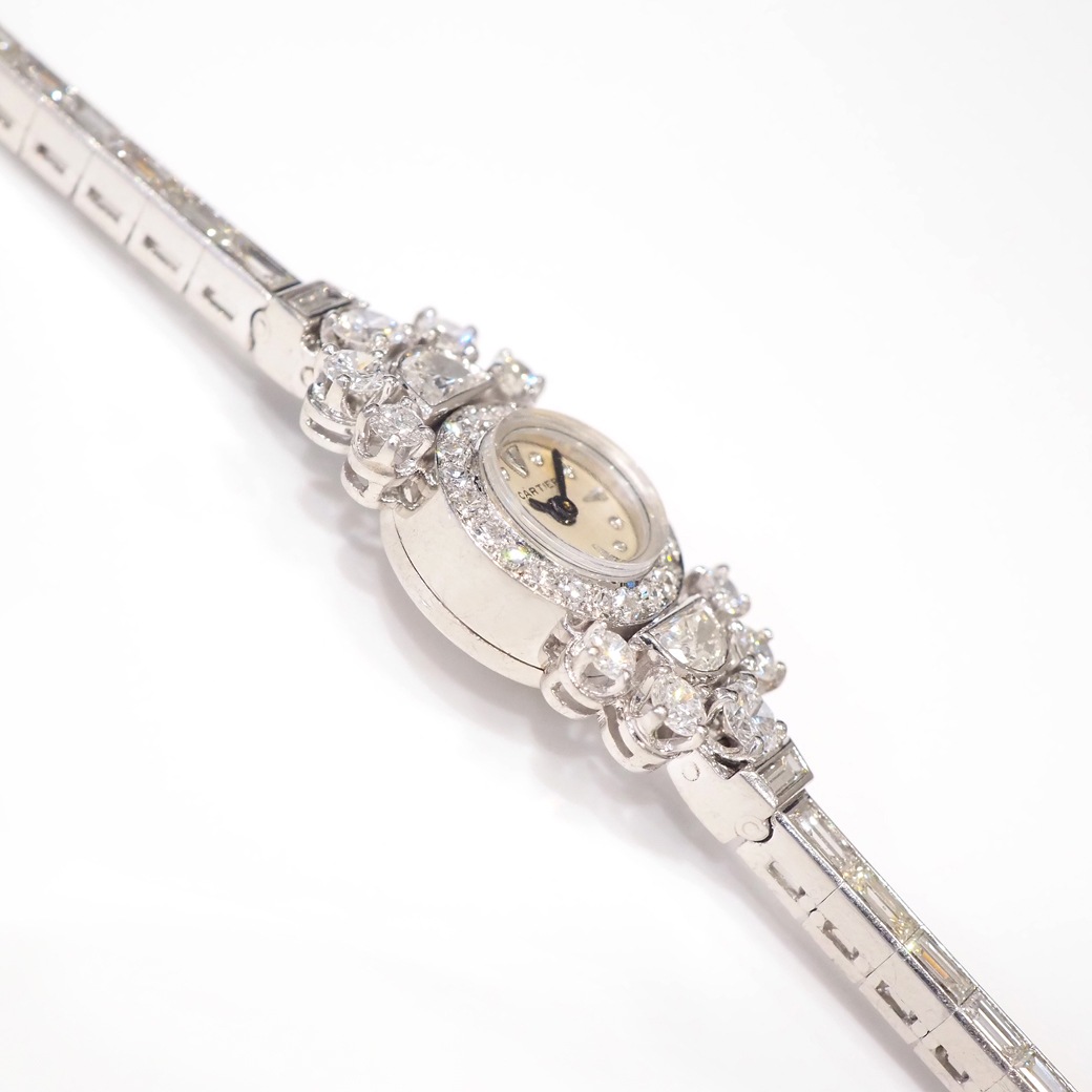 アンティークウォッチ カルティエ バックワインド ダイヤモンド装飾 ラウンド Ptケース