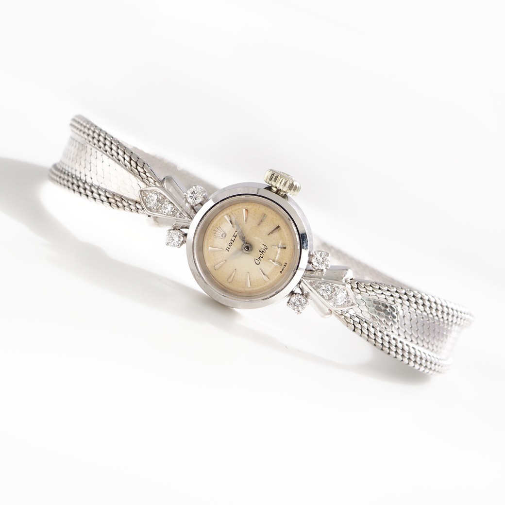 アンティークウォッチ ロレックス ダイヤモンドアクセント ラウンド ホワイトゴールドケース ブレスレット