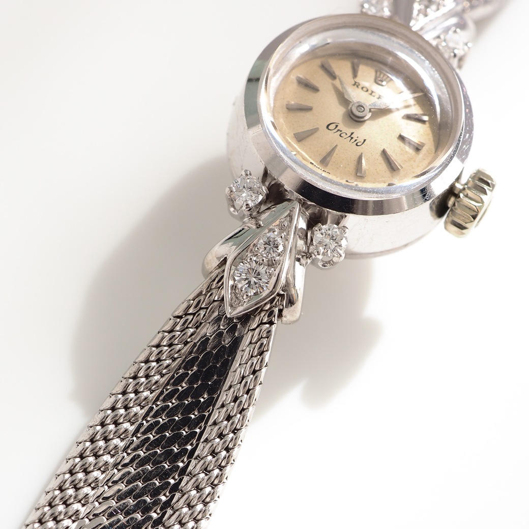 アンティークウォッチ ロレックス ダイヤモンドアクセント ラウンド ホワイトゴールドケース ブレスレット