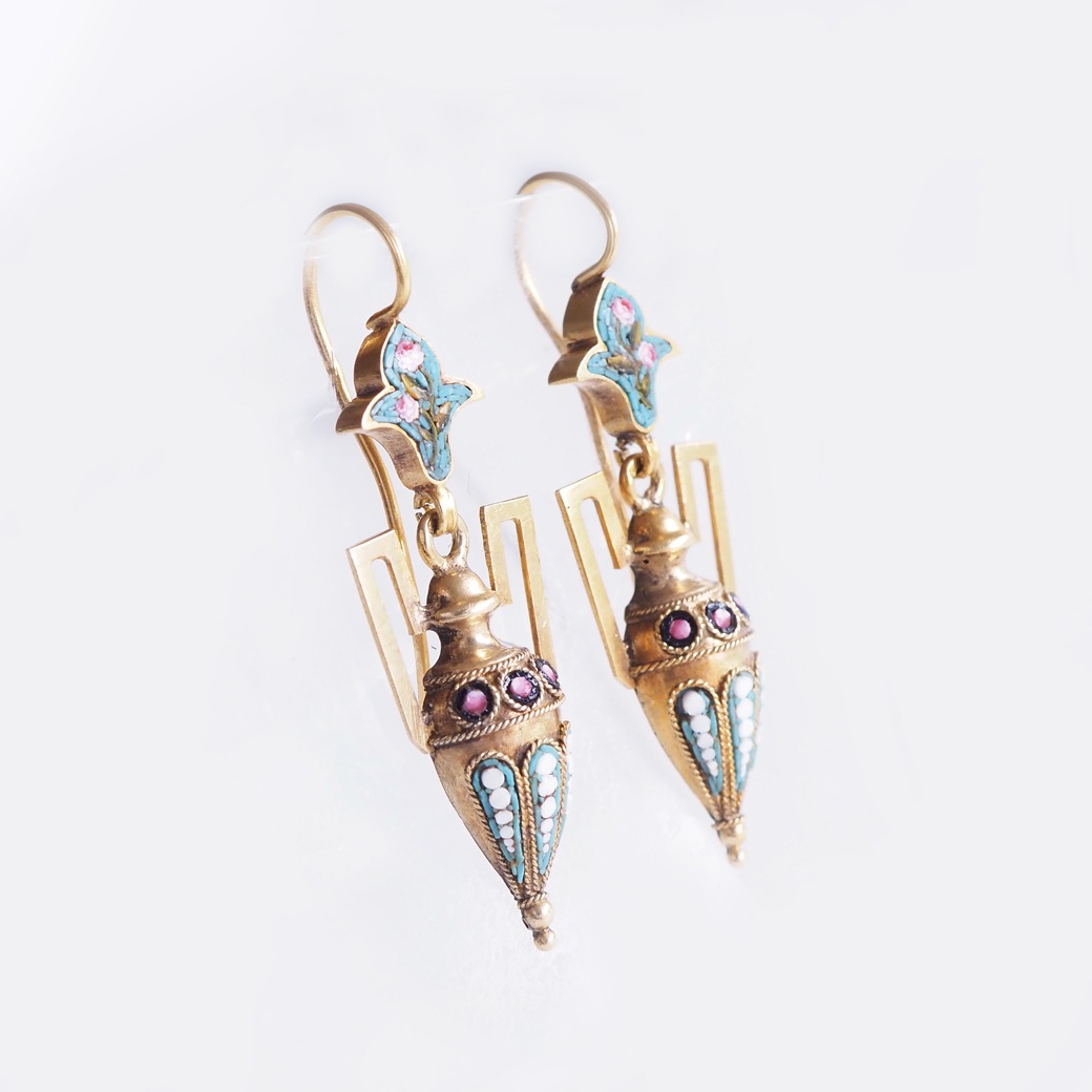 アンティークジュエリー イヤリング&ピアス アンフォラモチーフ モザイク アンティークピアス