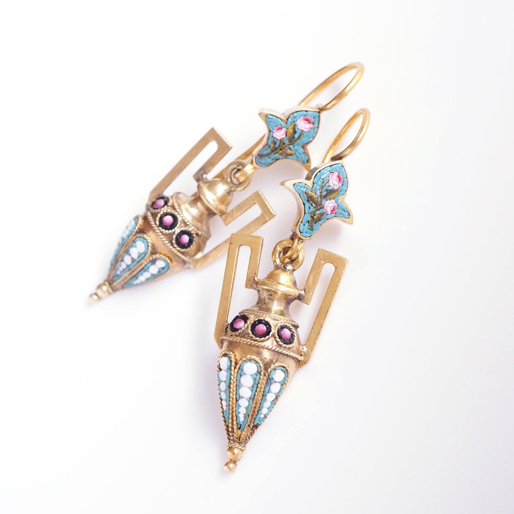 アンティークジュエリー イヤリング&ピアス アンフォラモチーフ モザイク アンティークピアス