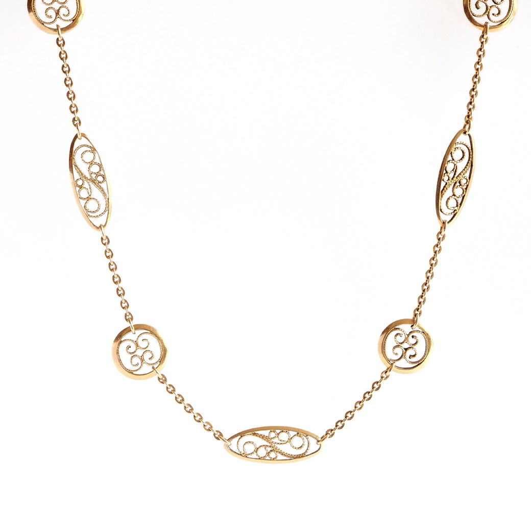 アンティークジュエリー アンティークネックレス 透かしパーツ