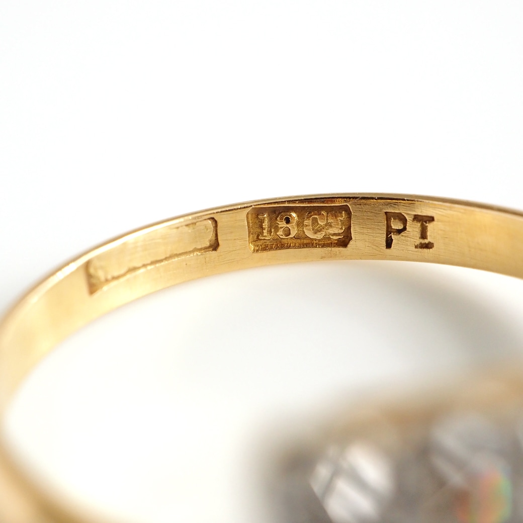 リング　アンティーク　18K ダイヤ　サファイヤ　鑑定書付き　最終値下げ アンティークジュエリー アンティークリング サファイア ダイヤモンド