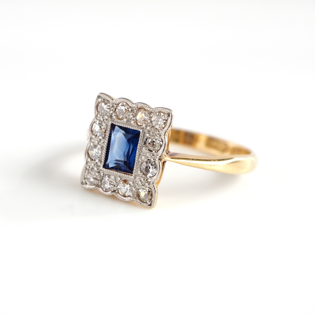 アンティークジュエリー リング サファイア ダイヤモンド アンティークリング