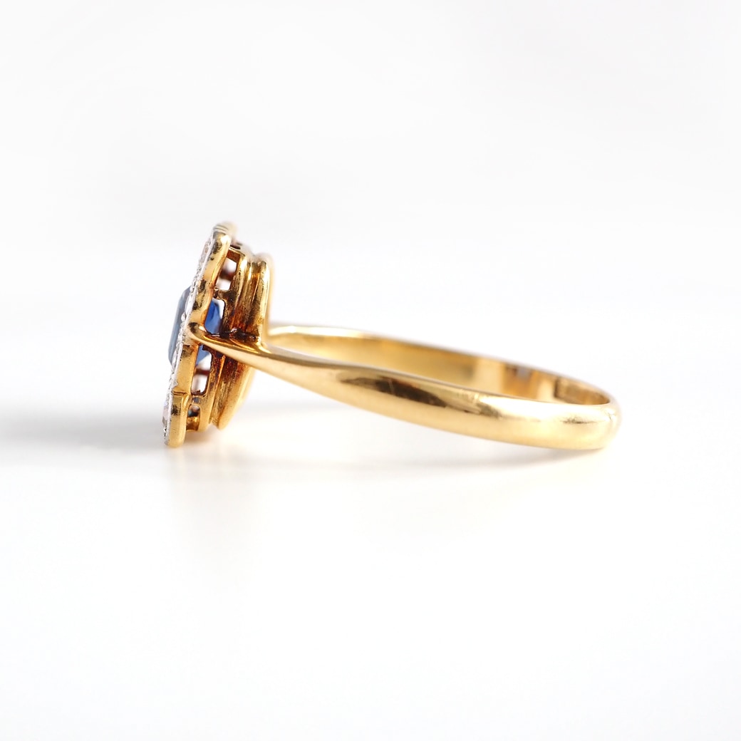 リング　アンティーク　18K ダイヤ　サファイヤ　鑑定書付き　最終値下げ アンティークジュエリー アンティークリング サファイア ダイヤモンド