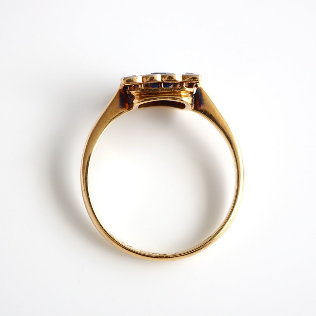 リング　アンティーク　18K ダイヤ　サファイヤ　鑑定書付き　最終値下げ アンティークジュエリー アンティークリング サファイア ダイヤモンド