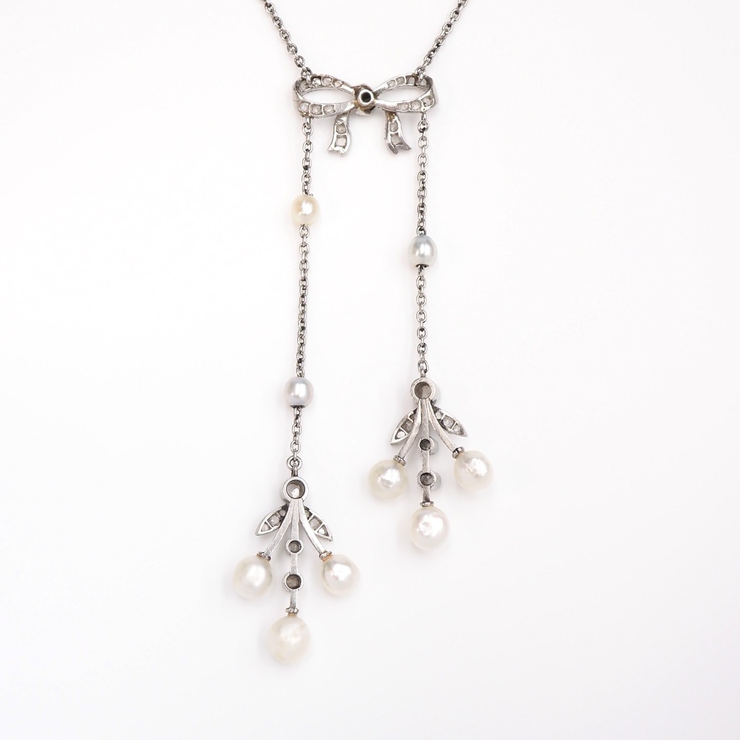 アンティークジュエリー ネックレス パール ダイヤモンド ネグリジェ・ネックレス