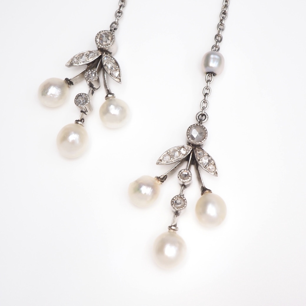 アンティーク錠前ネパール製 アンティークジュエリー アンティークネックレス パール ダイヤモンド