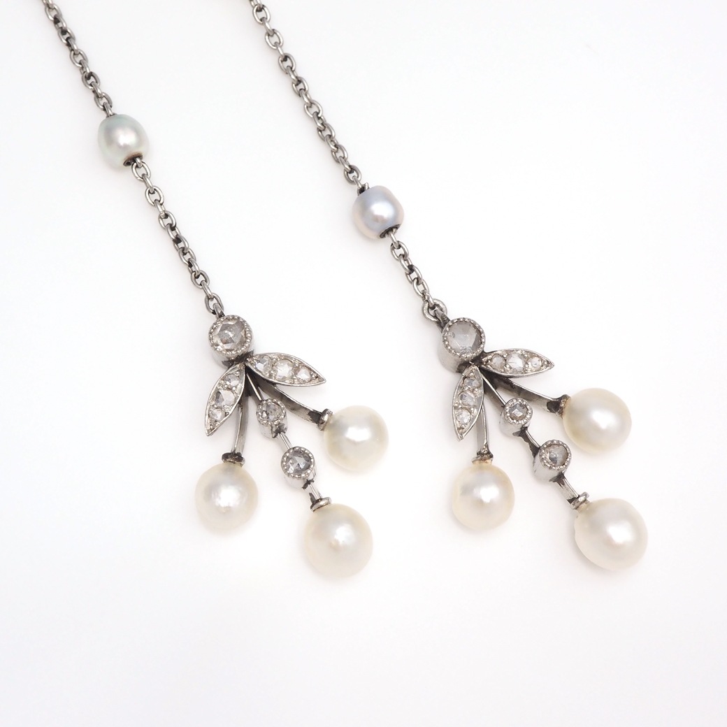 アンティークジュエリー ネックレス パール ダイヤモンド ネグリジェ・ネックレス