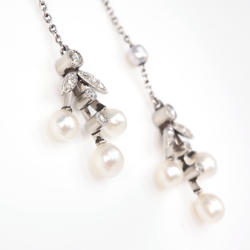 アンティークジュエリー ネックレス パール ダイヤモンド ネグリジェ・ネックレス