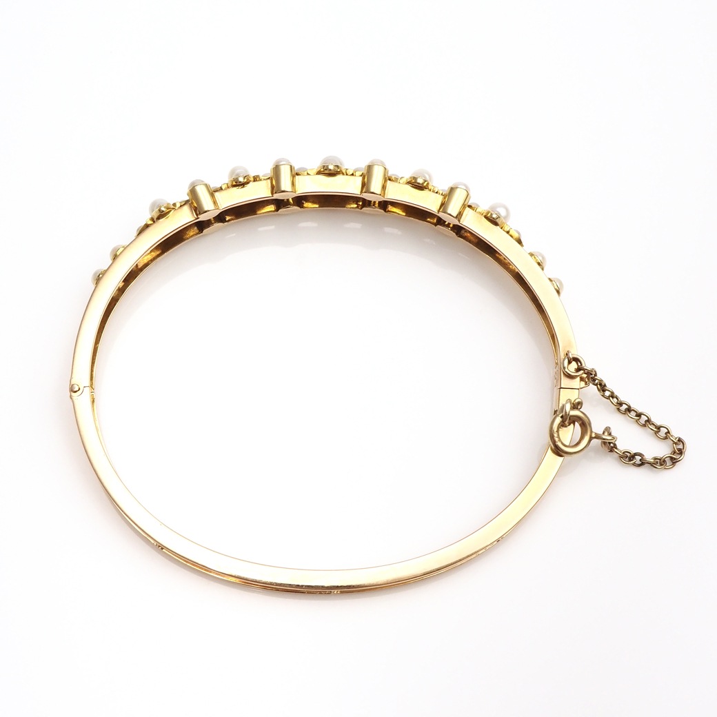 アンティークジュエリー ブレスレット パール ゴールド バングルブレスレット