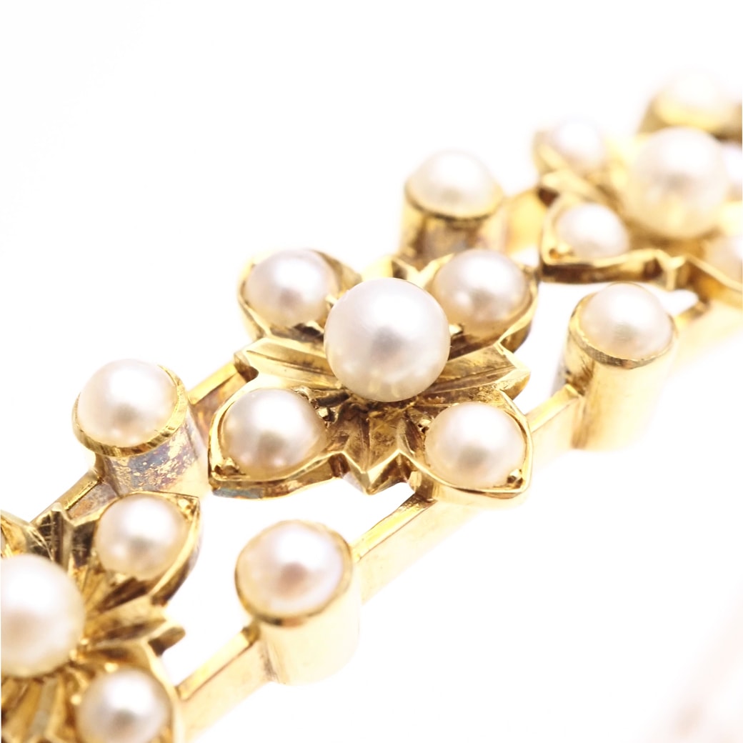 アンティークジュエリー ブレスレット パール ゴールド バングルブレスレット