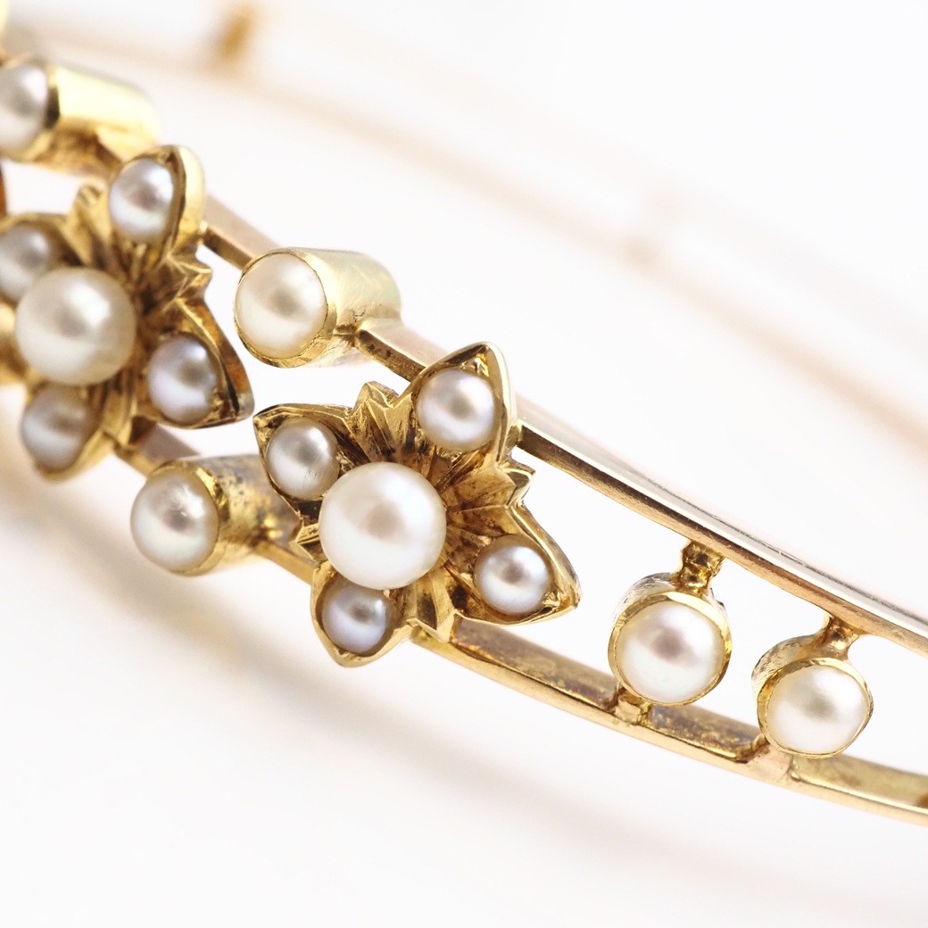 アンティークジュエリー ブレスレット パール ゴールド バングルブレスレット