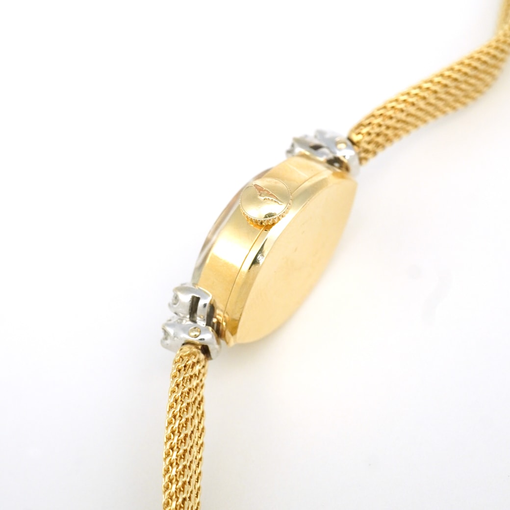 アンティークウォッチ ロンジン ダイヤモンドアクセント マーキス YGケース ギャザーブレスレット