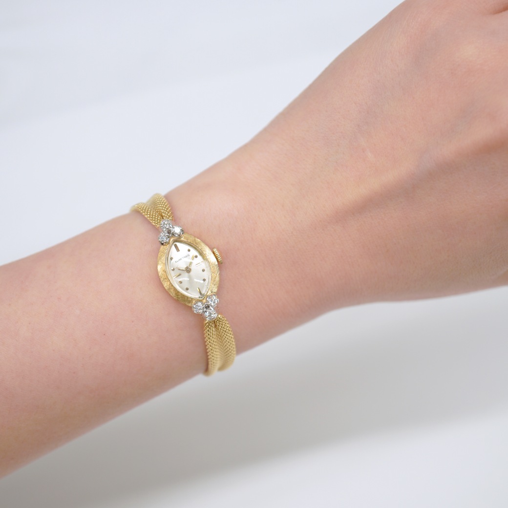 アンティークウォッチ ロンジン ダイヤモンドアクセント マーキス YGケース ギャザーブレスレット