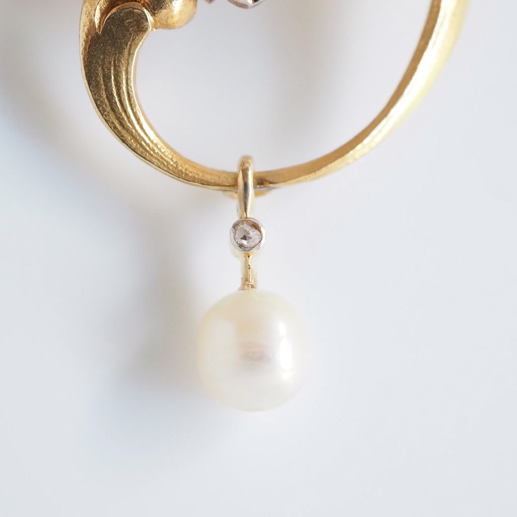 アンティークジュエリー ブローチ バロックパール ゴールドフレンチ アンティークブローチ