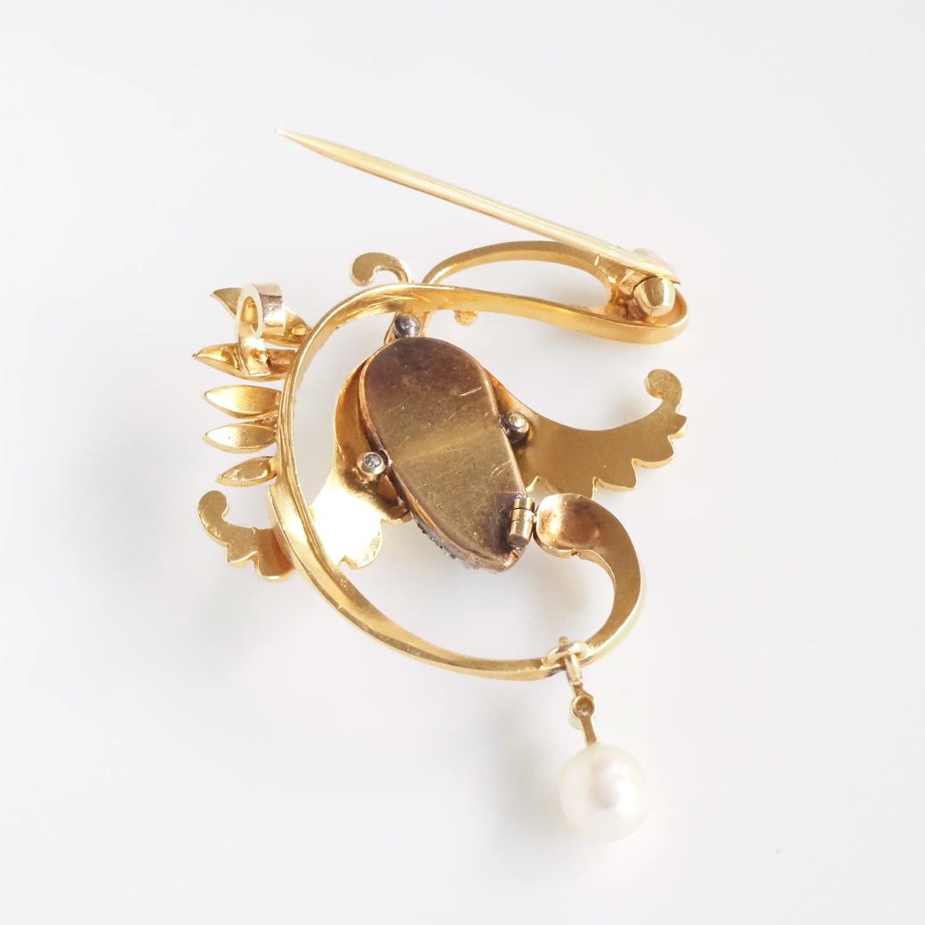 アンティークジュエリー ブローチ バロックパール ゴールドフレンチ アンティークブローチ