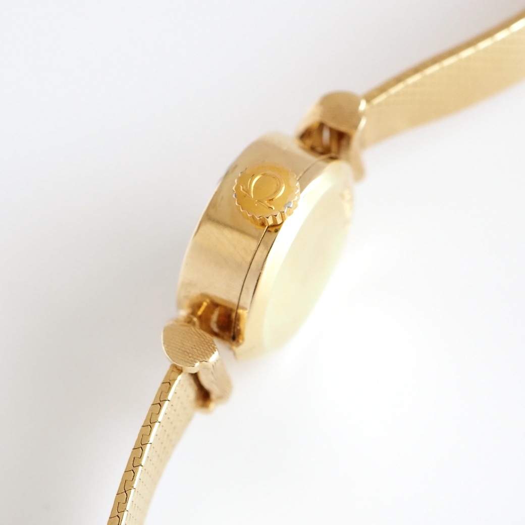 アンティークウォッチ オメガ デザインラグ カットガラス ラウンド ゴールドケース ブレスレット