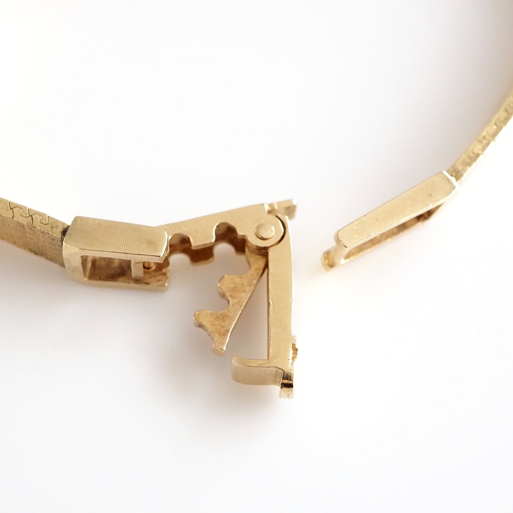 アンティークウォッチ オメガ デザインラグ カットガラス ラウンド ゴールドケース ブレスレット