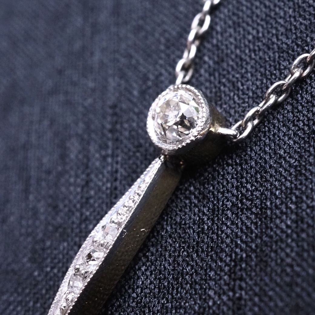 アンティークジュエリー ネックレス バロックパール ダイヤモンド ネックレス