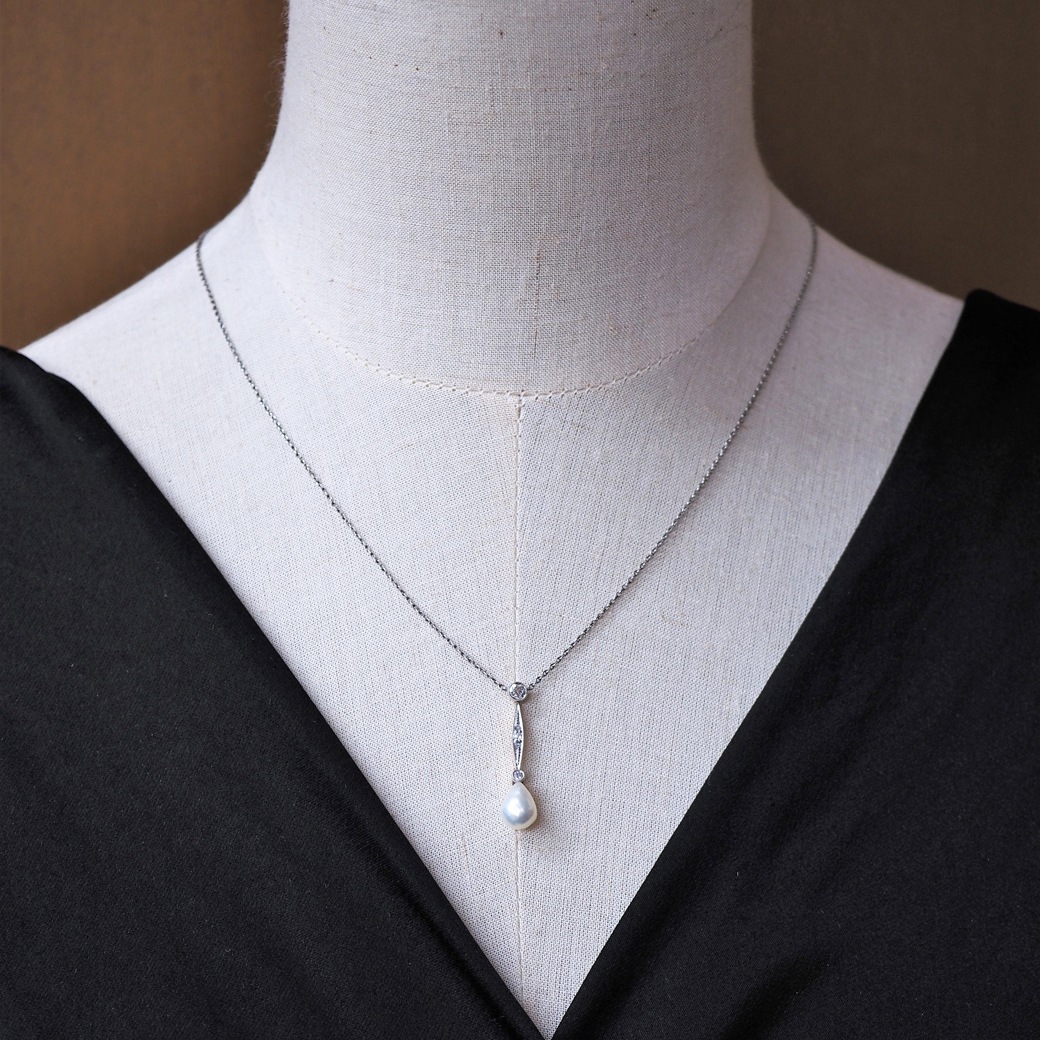 アンティークジュエリー ネックレス バロックパール ダイヤモンド ネックレス