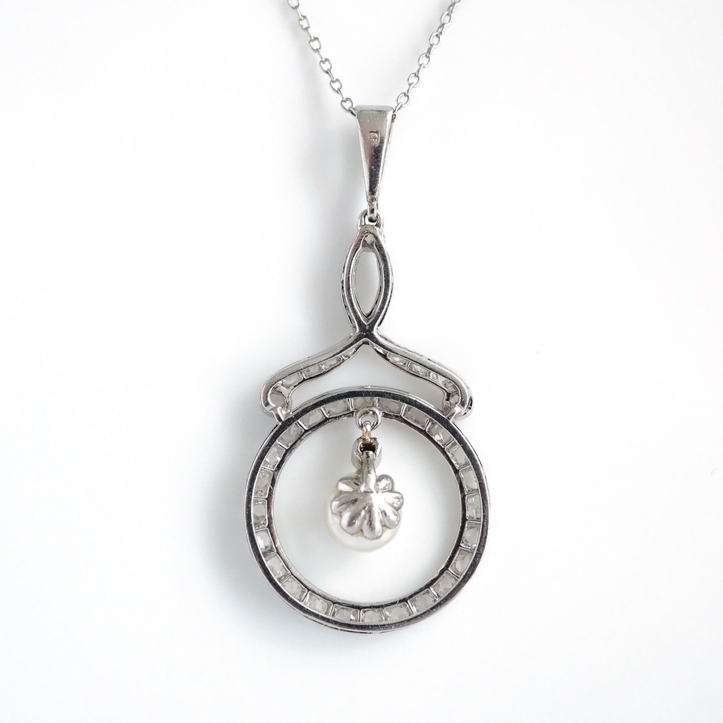 アンティークジュエリー ネックレス パール ダイヤモンド アンティーク ペンダントネックレス