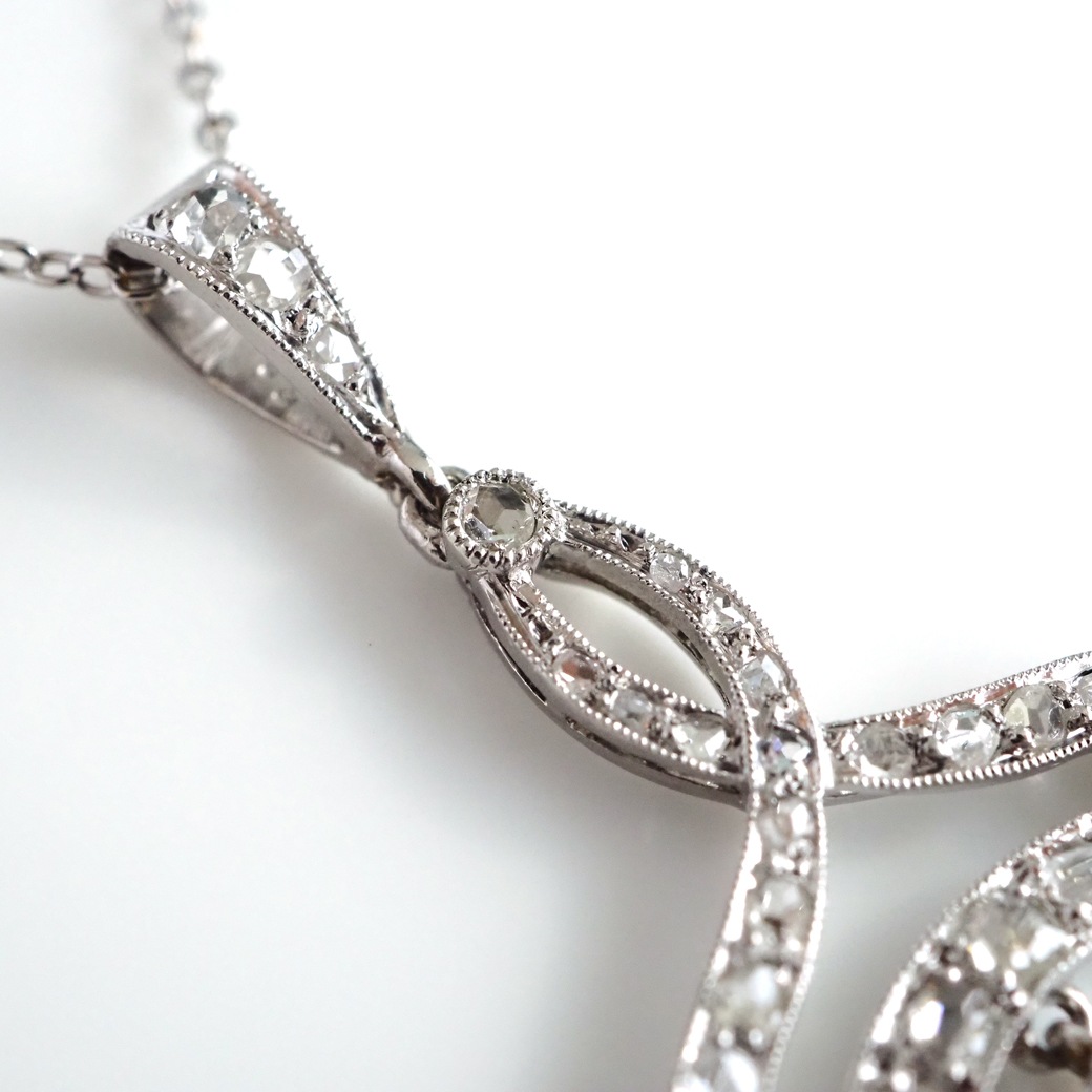 アンティークジュエリー ネックレス パール ダイヤモンド アンティーク ペンダントネックレス