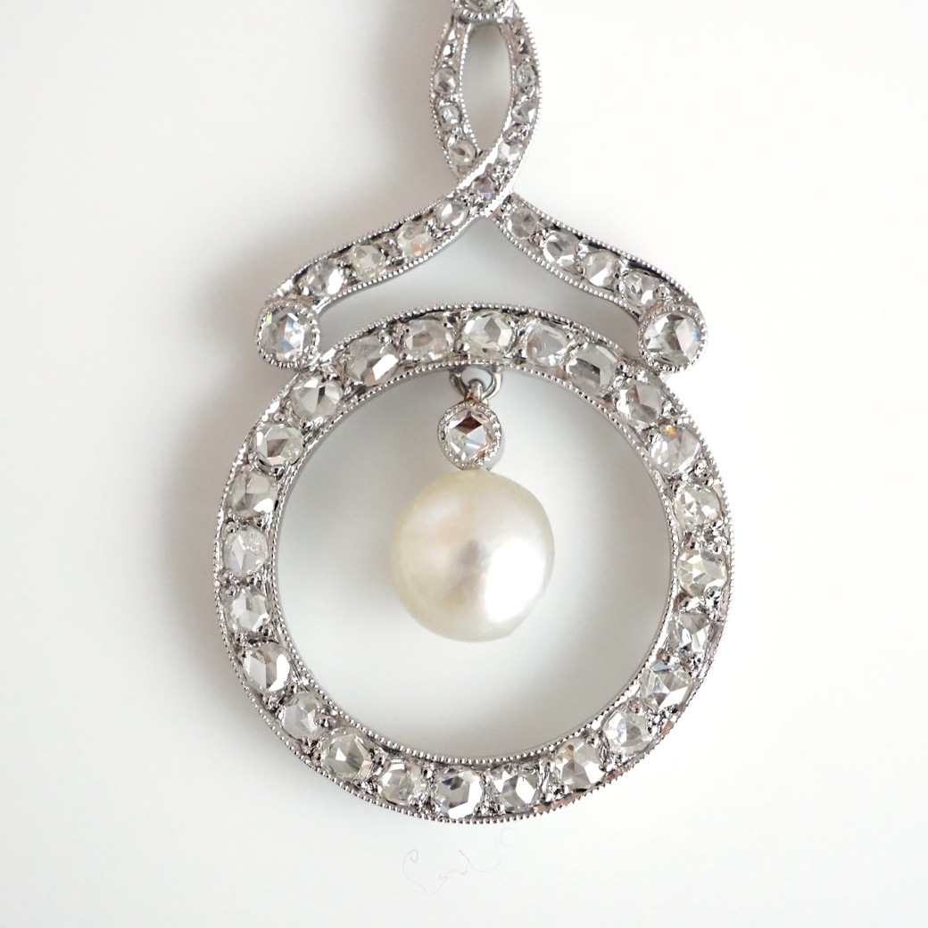 アンティークジュエリー ネックレス パール ダイヤモンド アンティーク ペンダントネックレス