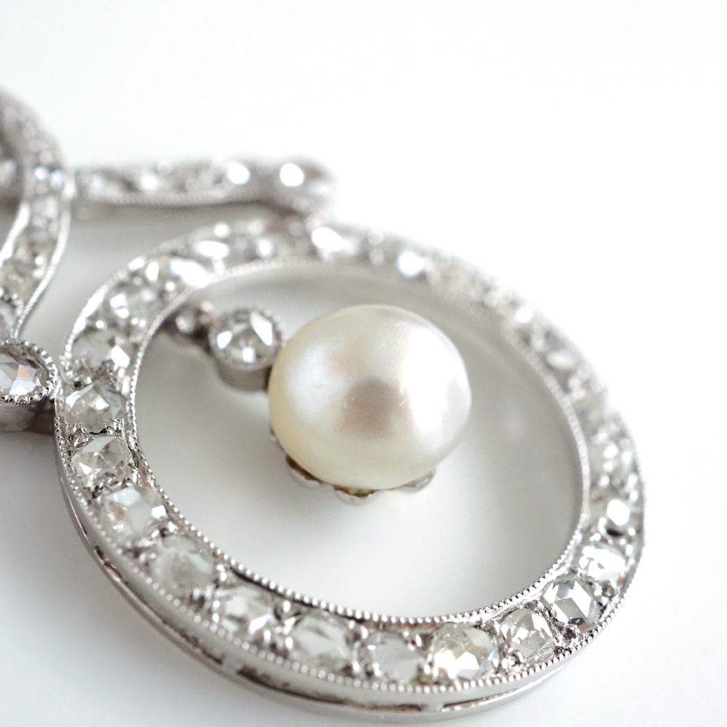 アンティークジュエリー ネックレス パール ダイヤモンド アンティーク ペンダントネックレス