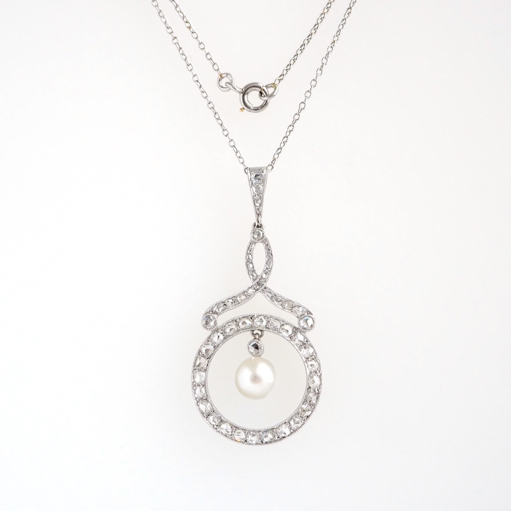 アンティークジュエリー ネックレス パール ダイヤモンド アンティーク ペンダントネックレス