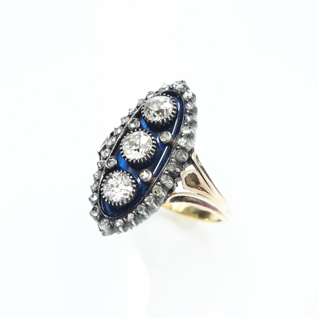 アンティークジュエリー リング ブリストルグラス ダイヤモンド リング