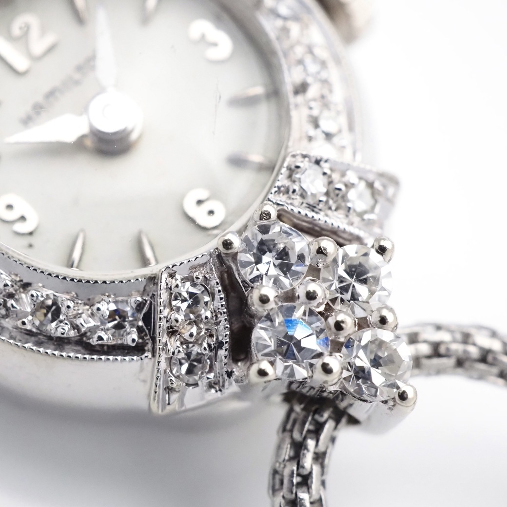 アンティークウォッチ ハミルトン ダイヤモンドベゼル ラウンド WGケース