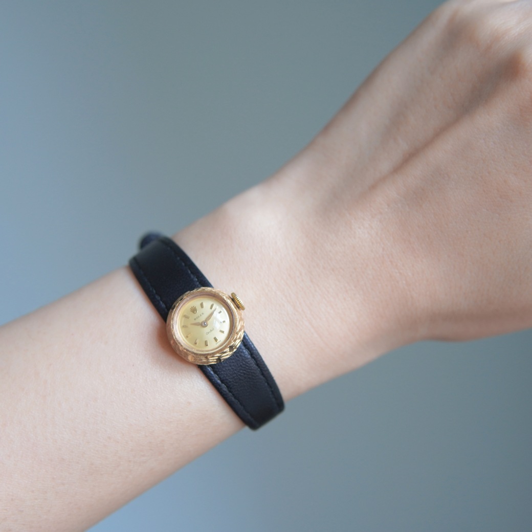 アンティークウォッチ ロレックス カメレオン テクスチャケース ゴールドダイヤル