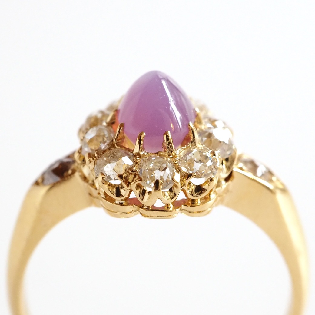 アンティークジュエリー リング スターサファイア ダイヤモンド クラスターリング