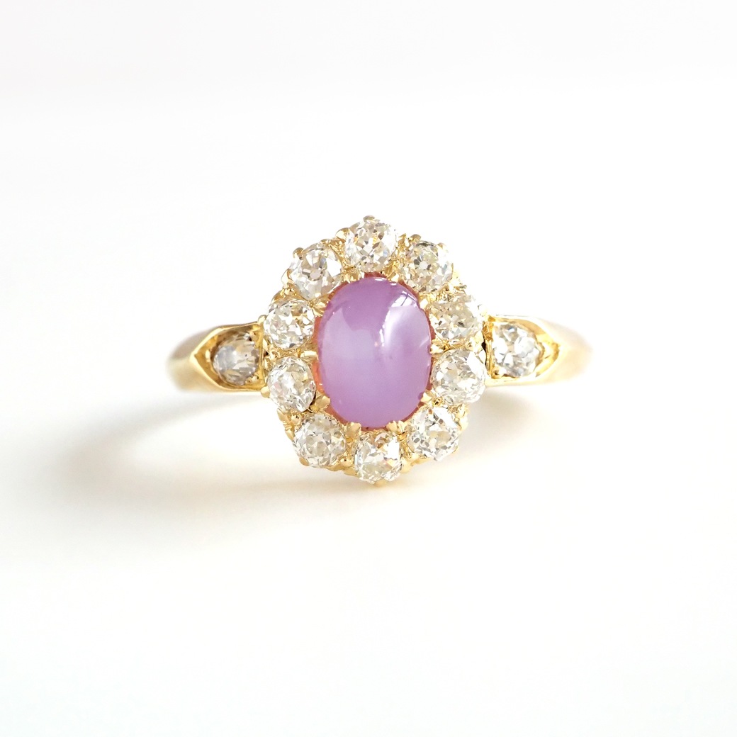 アンティークジュエリー リング スターサファイア ダイヤモンド クラスターリング