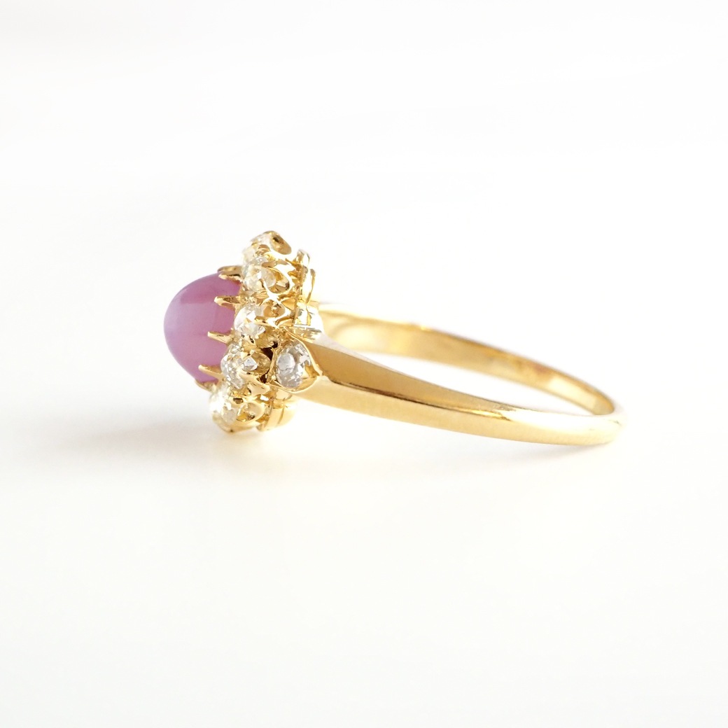 アンティークジュエリー リング スターサファイア ダイヤモンド クラスターリング