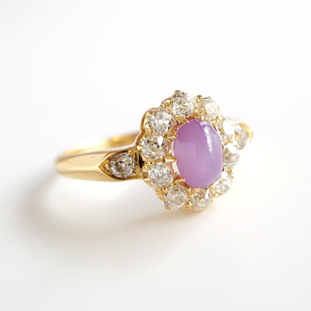 アンティークジュエリー リング スターサファイア ダイヤモンド クラスターリング