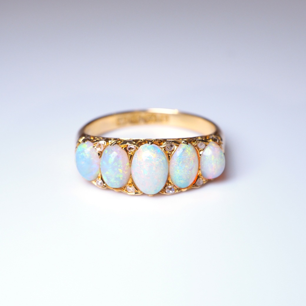 アンティークジュエリー アンティークリング オパール ファイブ