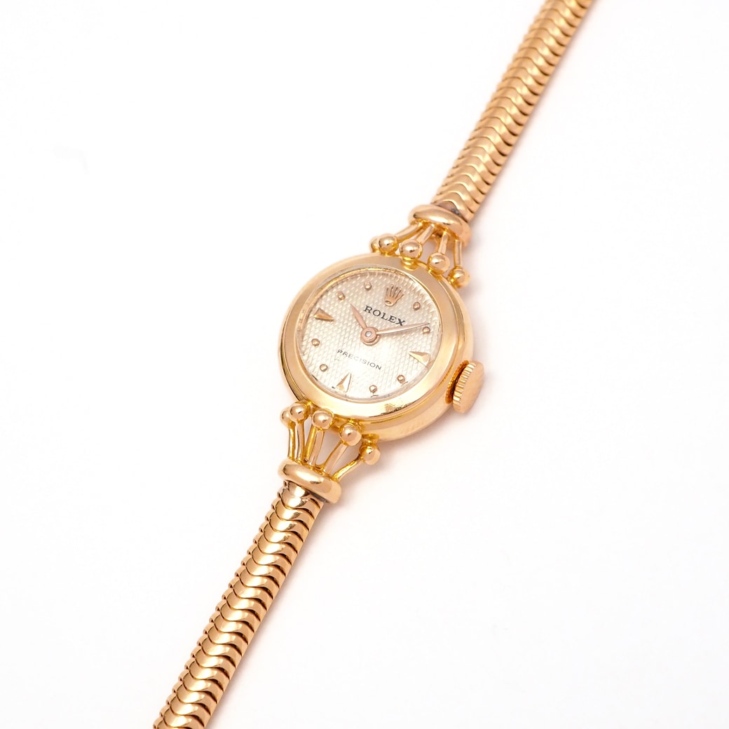 アンティークウォッチ ロレックス 王冠風ラグ装飾 ラウンド ピンクゴールドケース ブレスレット