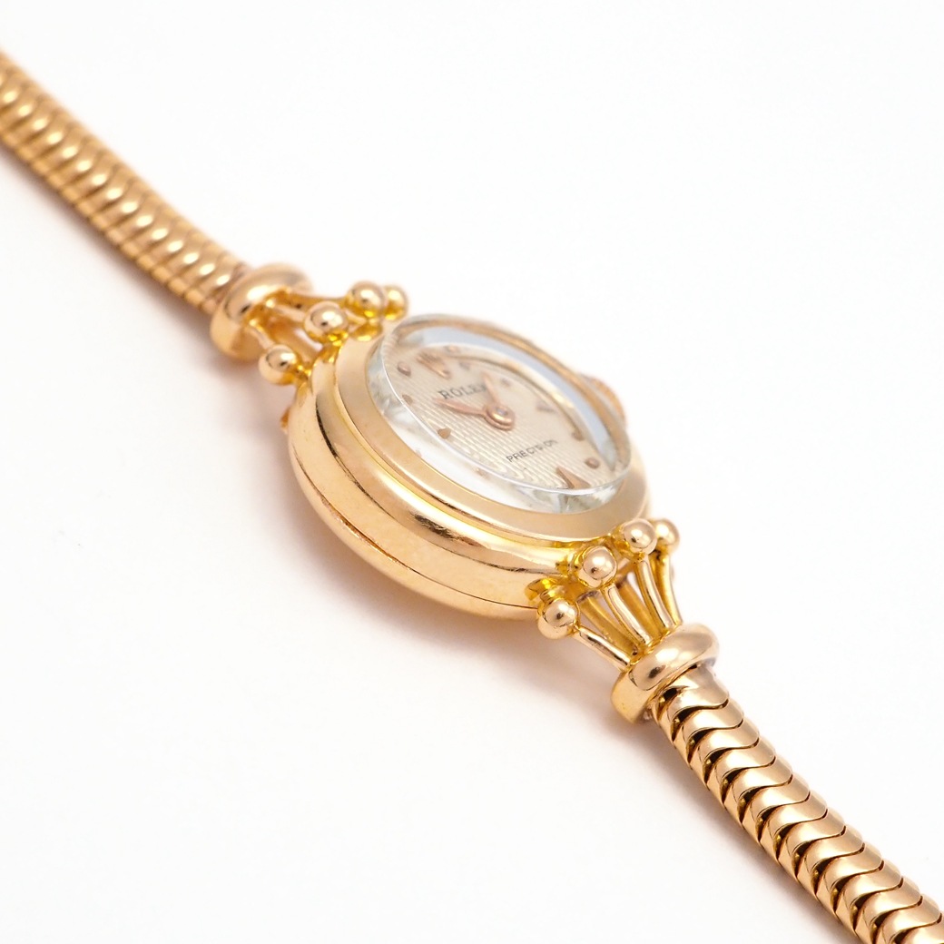 アンティークウォッチ ロレックス 王冠風ラグ装飾 ラウンド ピンクゴールドケース ブレスレット
