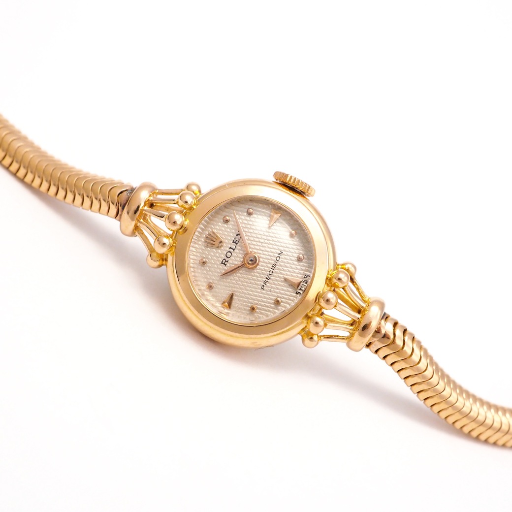 アンティークウォッチ ロレックス 王冠風ラグ装飾 ラウンド ピンクゴールドケース ブレスレット