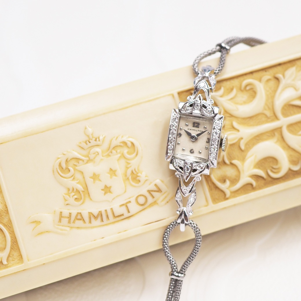 アンティークウォッチ ハミルトン ダイヤモンドデザイン レクタンギュラ― WGケース
