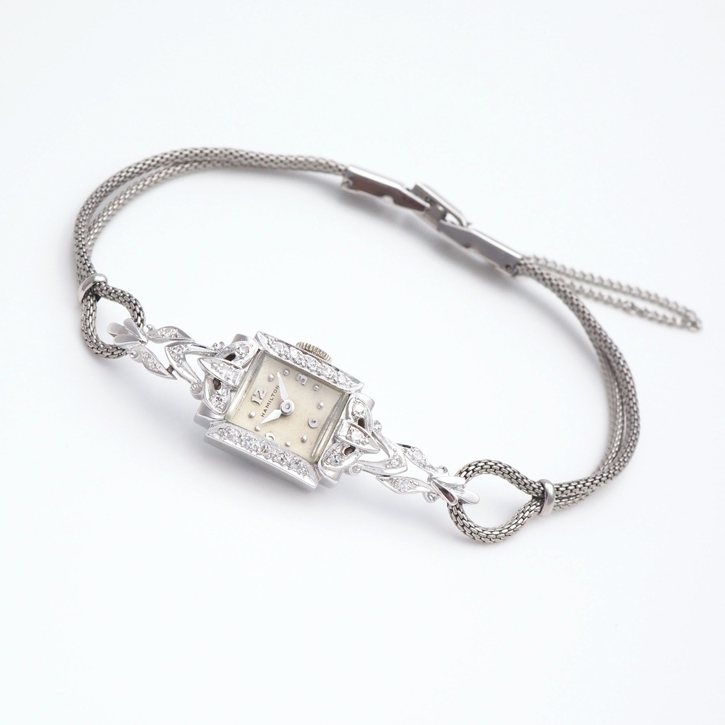 アンティークウォッチ ハミルトン ダイヤモンドデザイン レクタンギュラ― WGケース