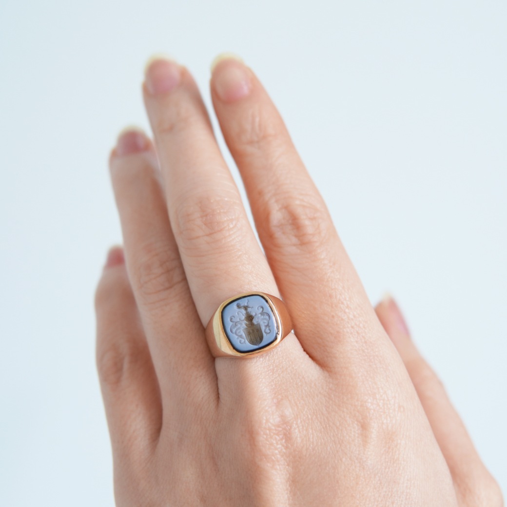 アンティークジュエリー アンティークリング アゲート インタリオ