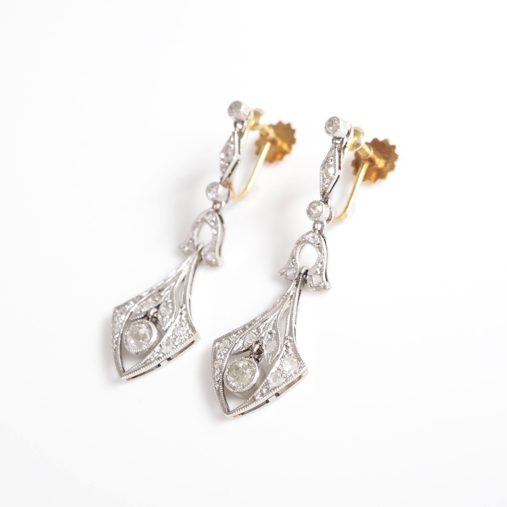 アンティークジュエリー イヤリング&ピアス ダイヤモンド 透かし イヤリング