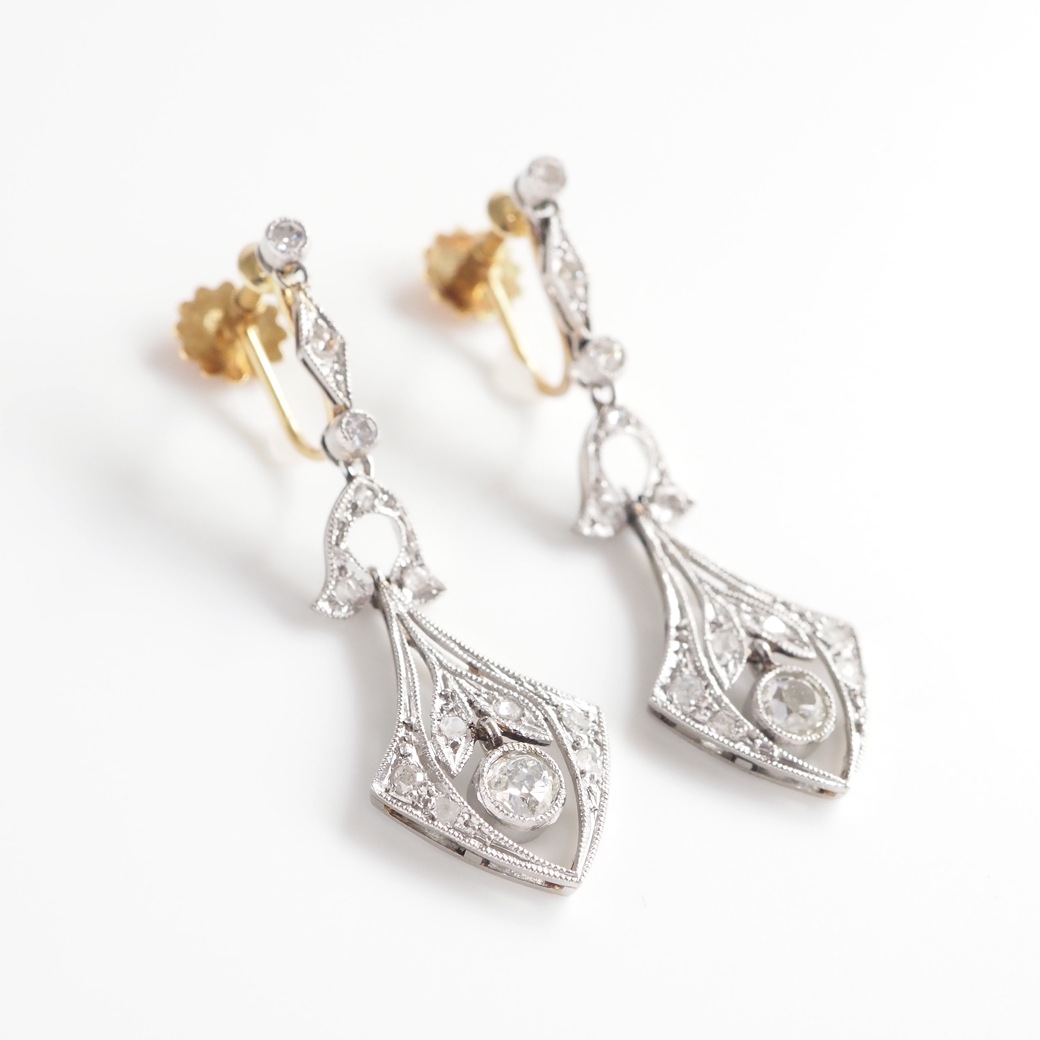 アンティークジュエリー イヤリング&ピアス ダイヤモンド 透かし イヤリング